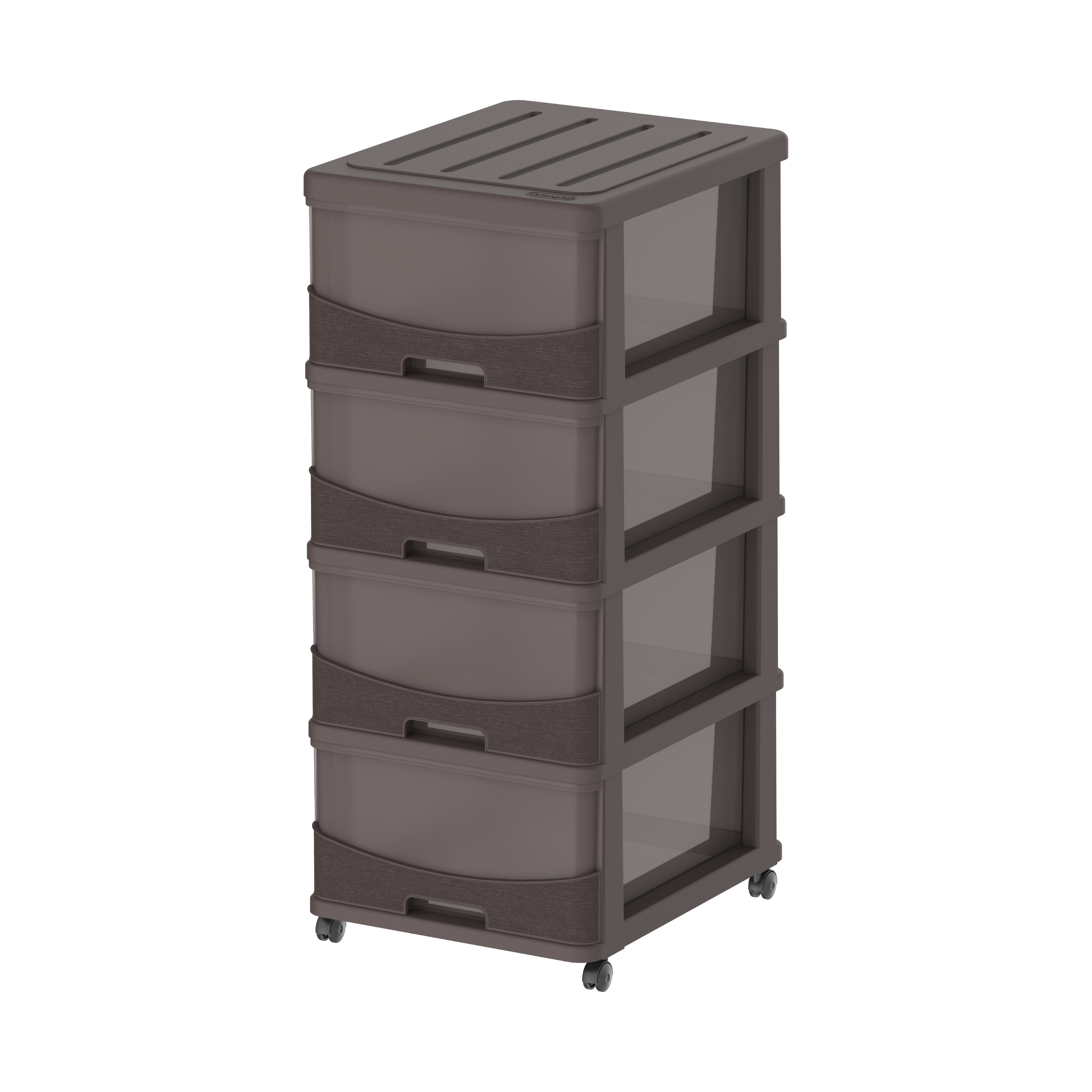 Cedargrain 4 Tiers Storage Cabinet with Drawers & Wheels