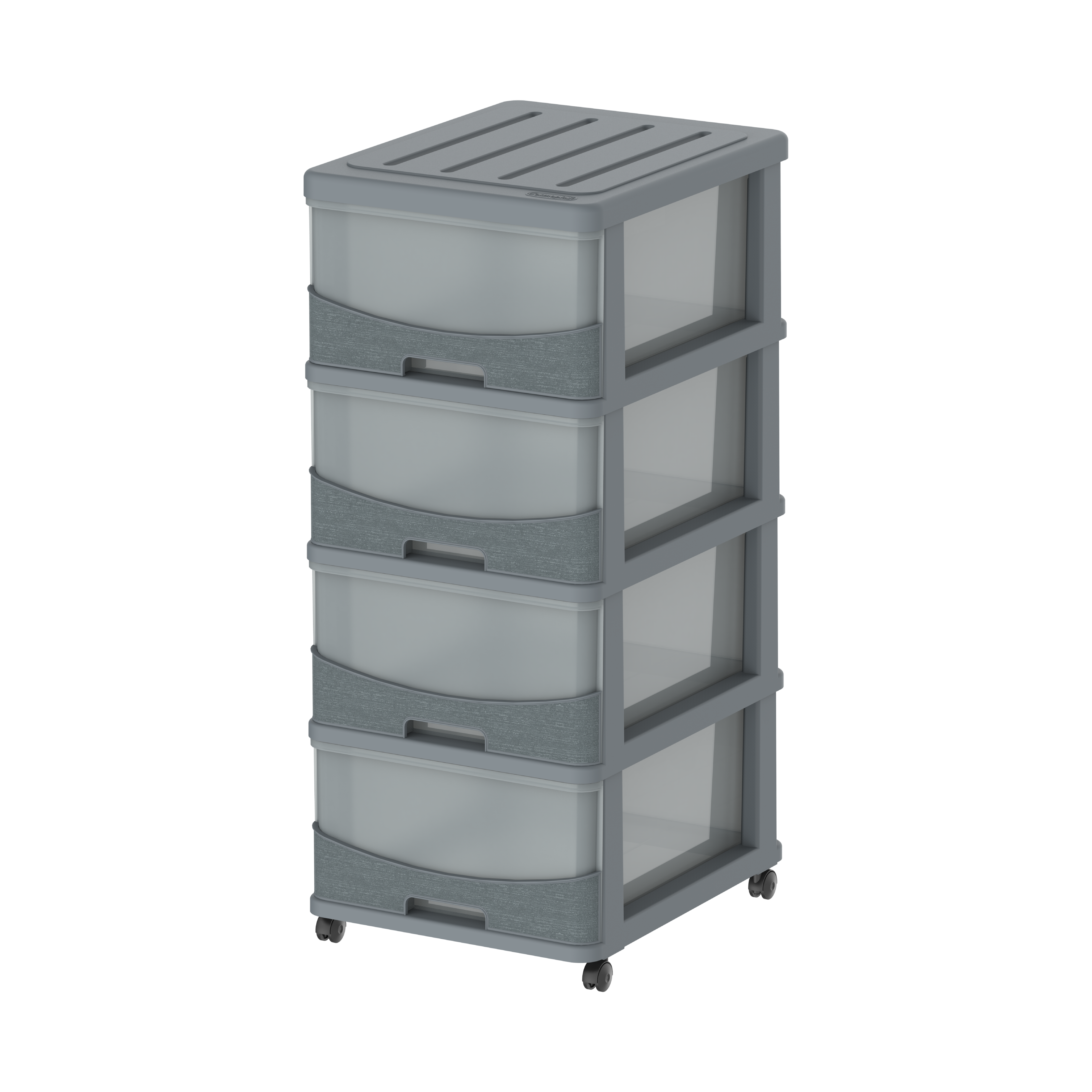 Cedargrain 4 Tiers Storage Cabinet with Drawers & Wheels