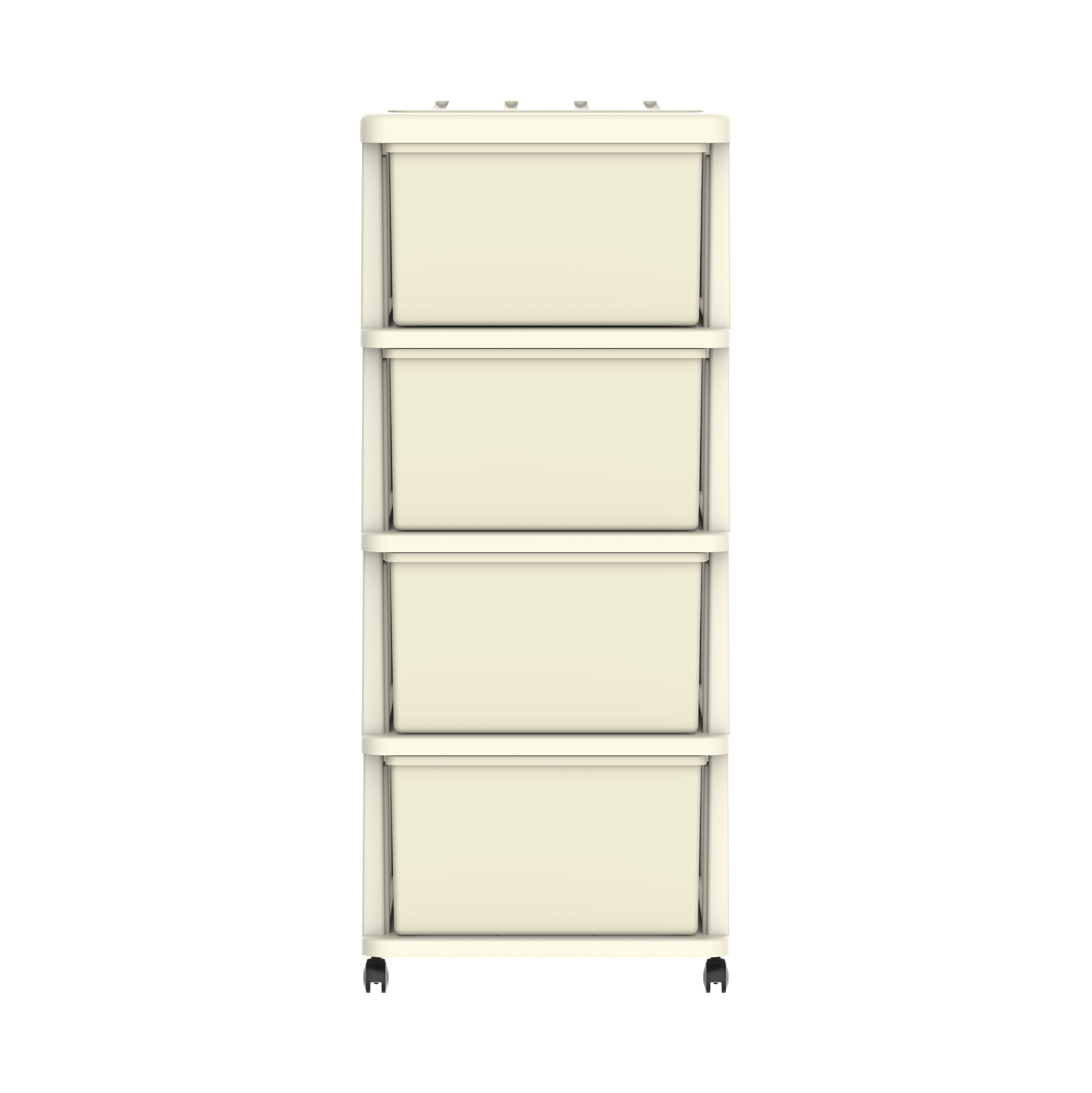 Cedargrain 4 Tiers Storage Cabinet with Drawers & Wheels