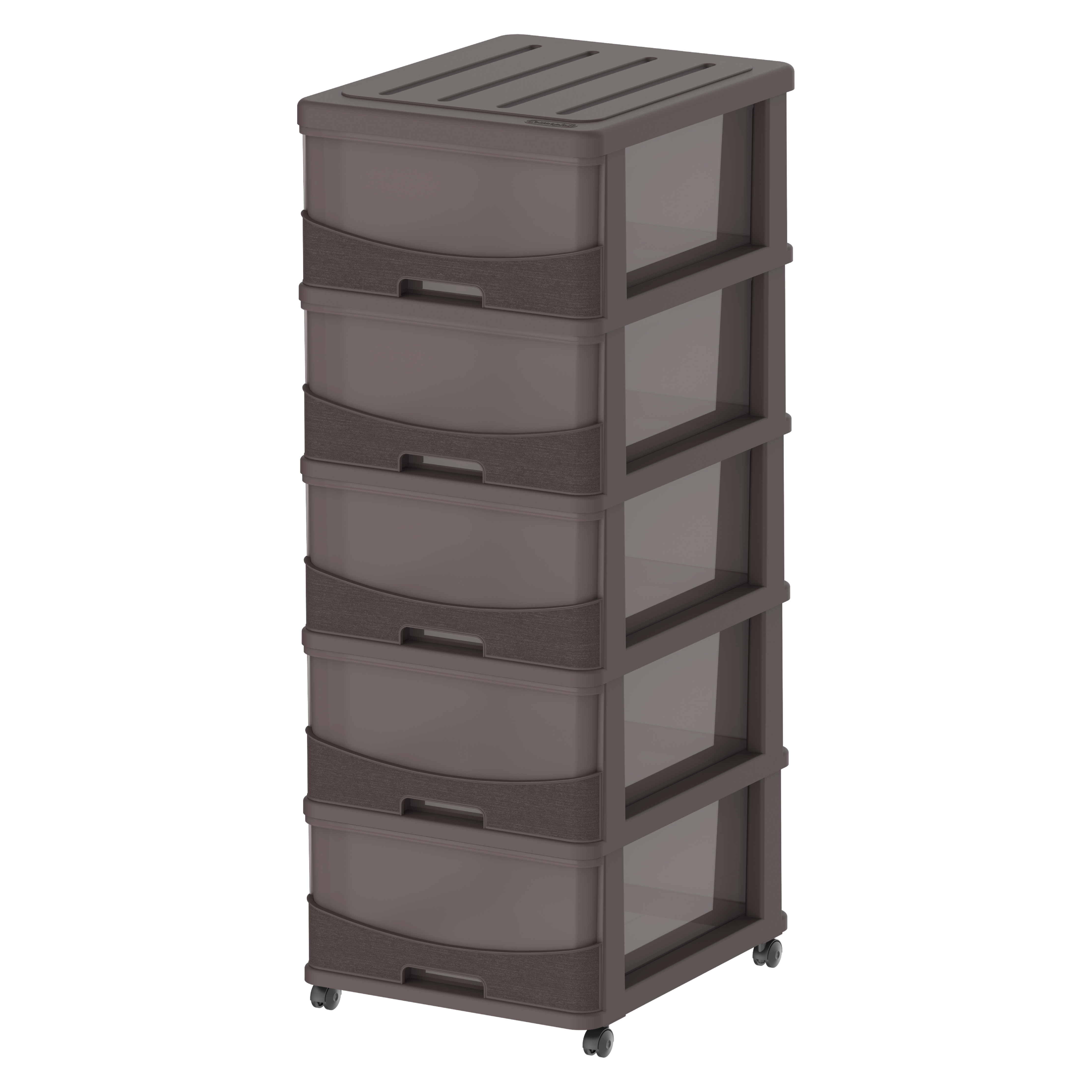 Cedargrain 5 Tiers Storage Cabinet with Drawers & Wheels