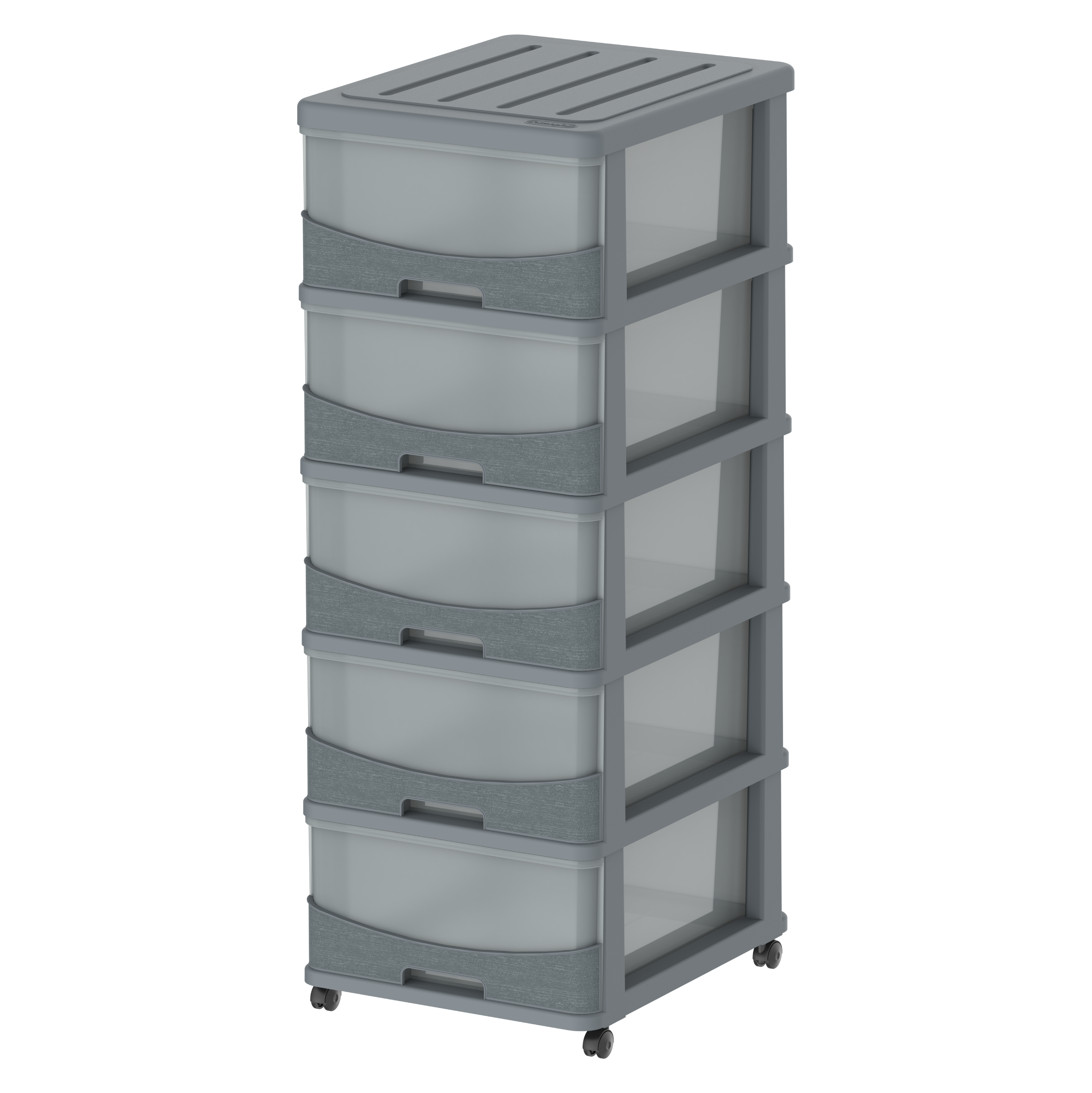 Cedargrain 5 Tiers Storage Cabinet with Drawers & Wheels