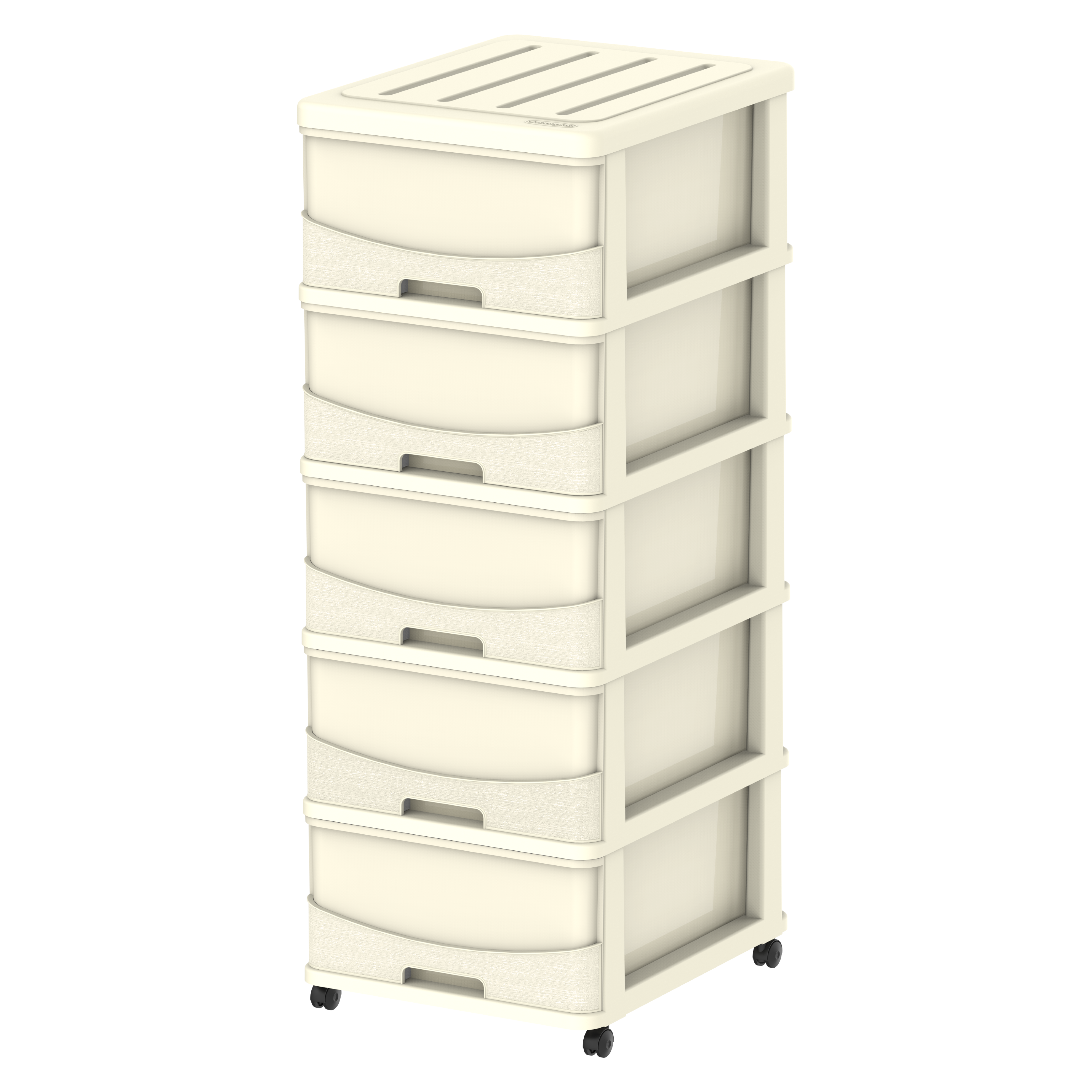 Cedargrain 5 Tiers Storage Cabinet with Drawers & Wheels