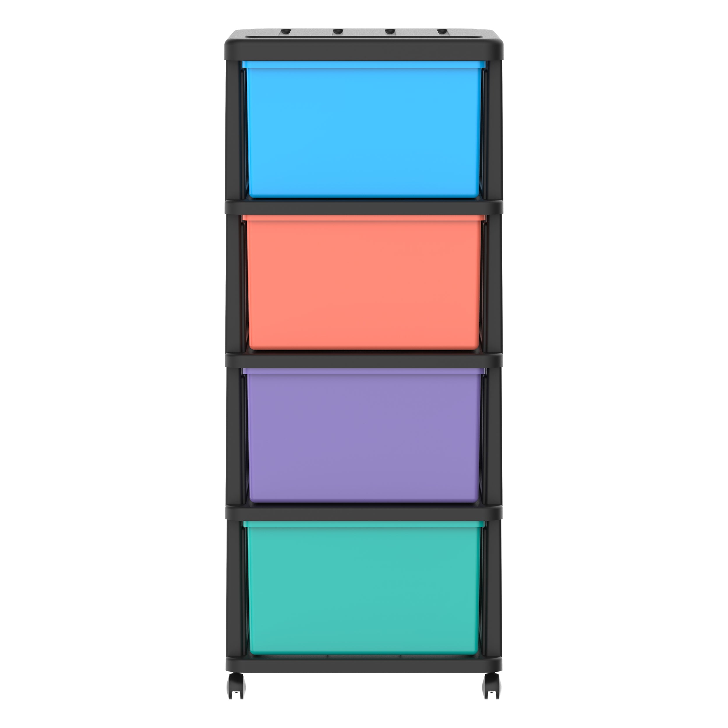 4 Tiers Storage Cabinet with Drawers & Wheels