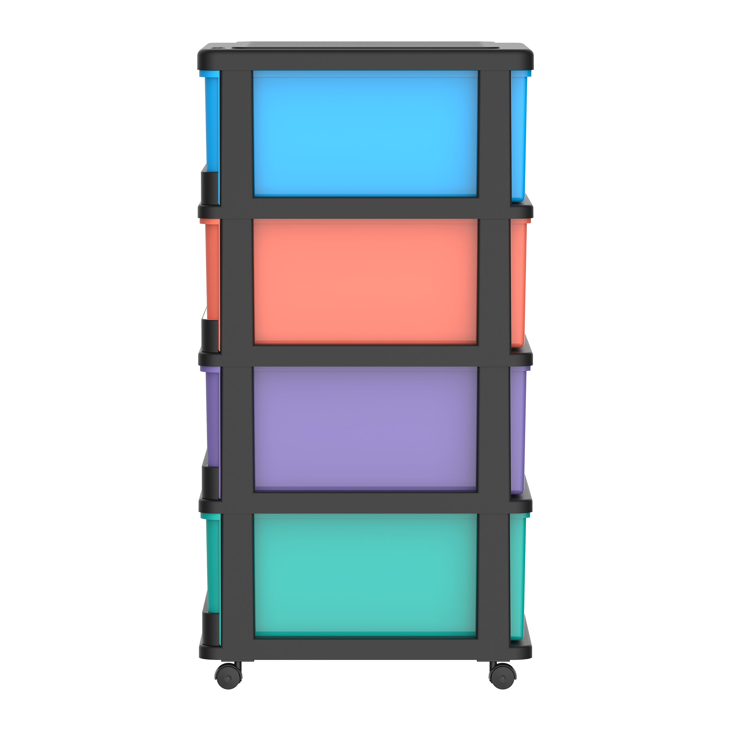 4 Tiers Storage Cabinet with Drawers & Wheels