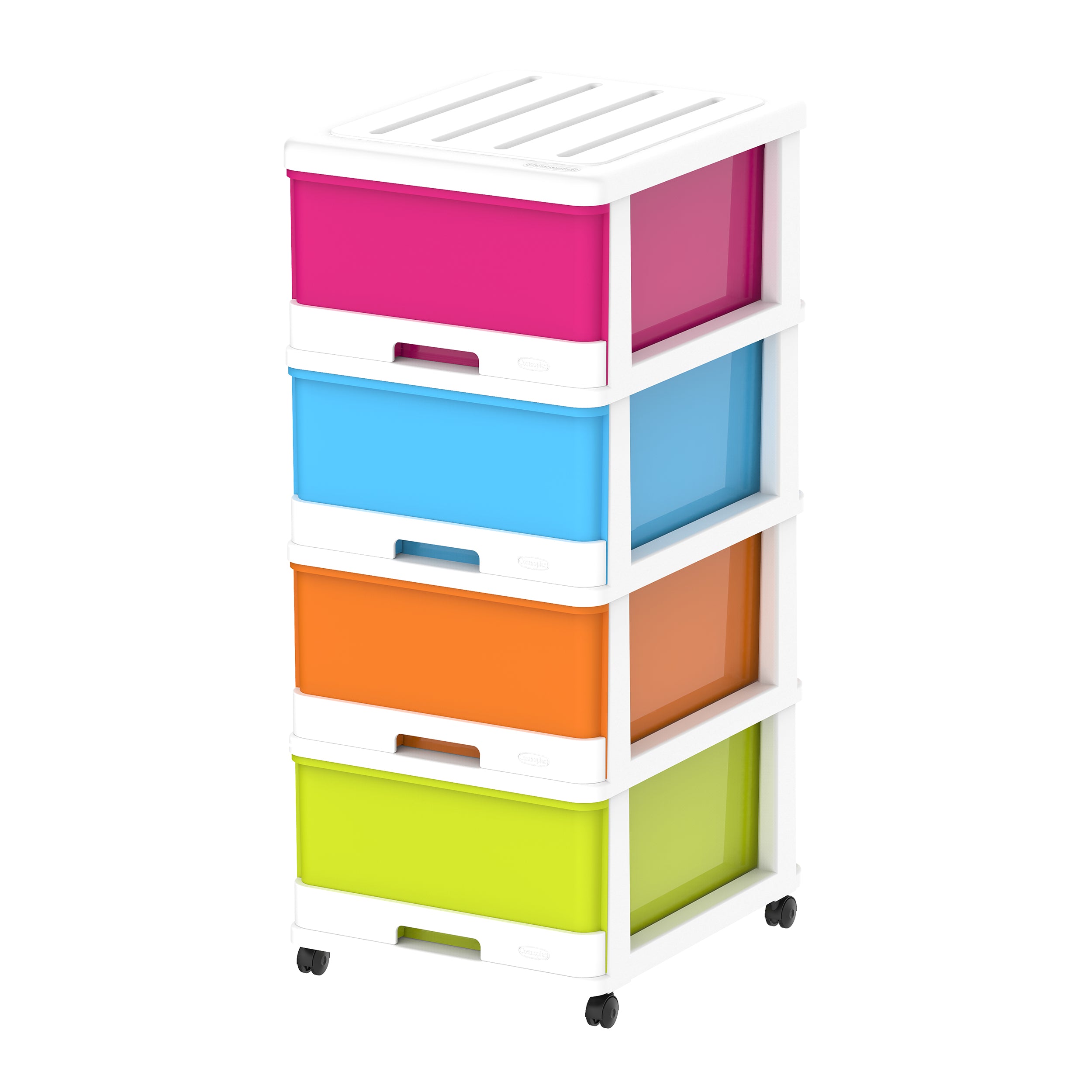 4 Tiers Storage Cabinet with Drawers & Wheels