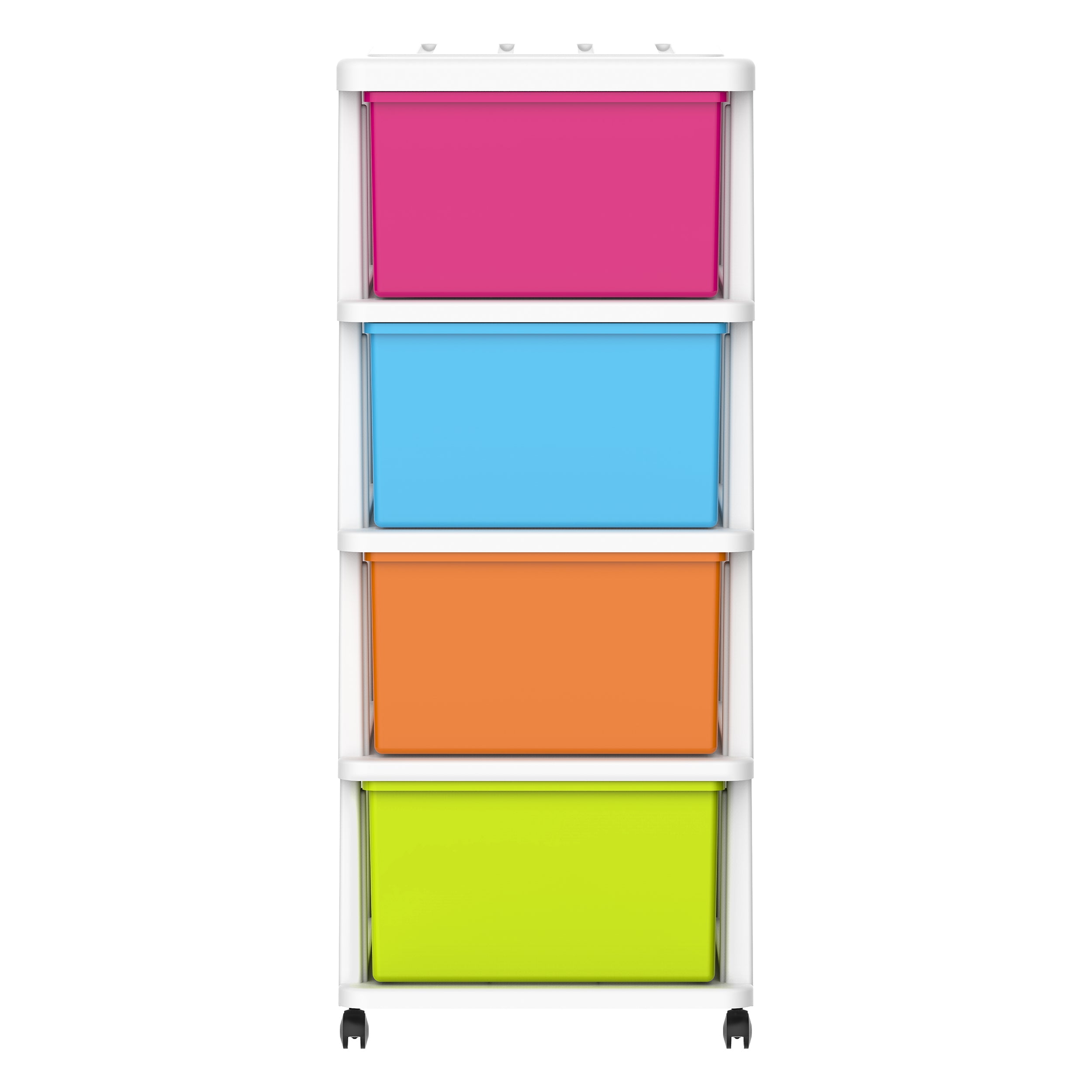 4 Tiers Storage Cabinet with Drawers & Wheels