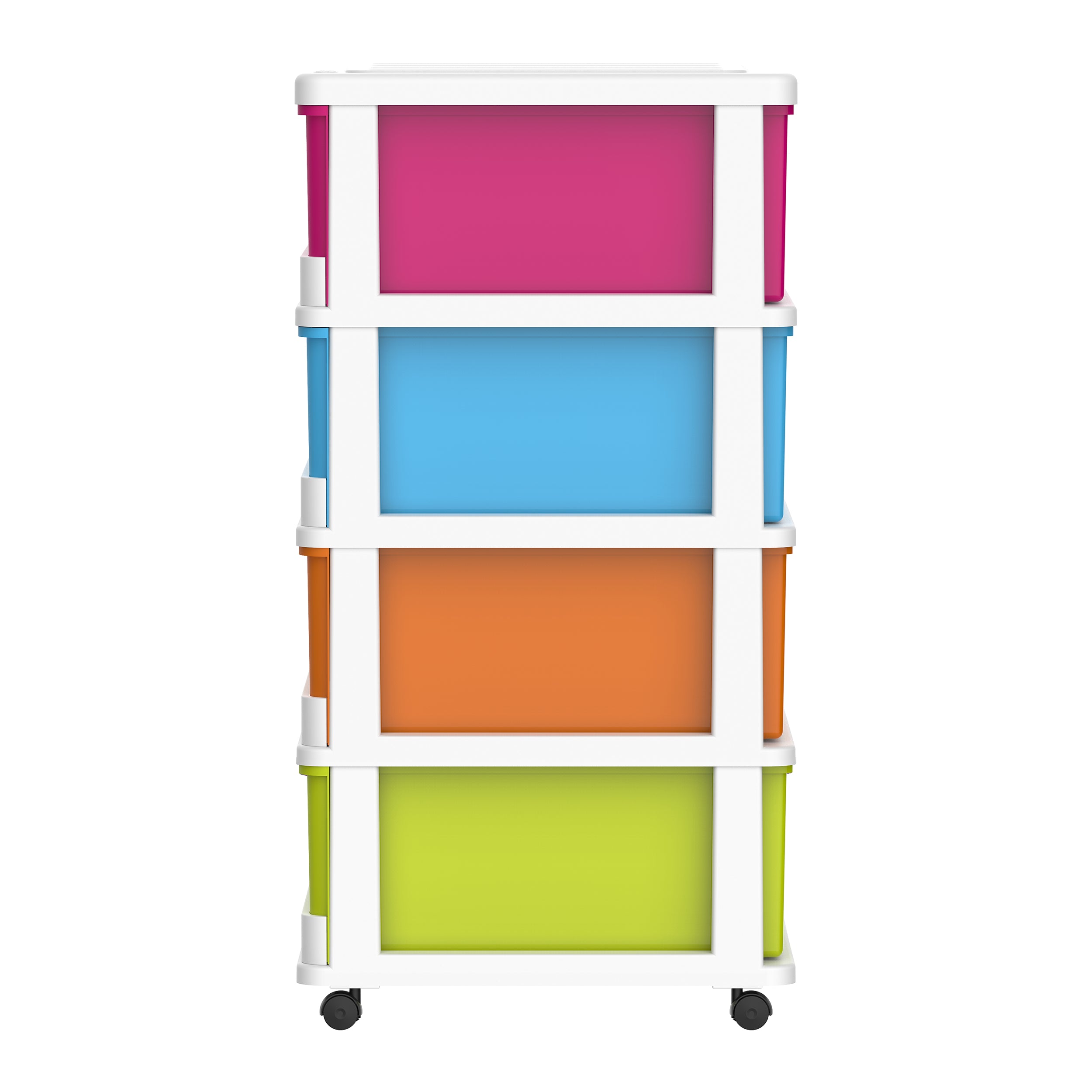 4 Tiers Storage Cabinet with Drawers & Wheels