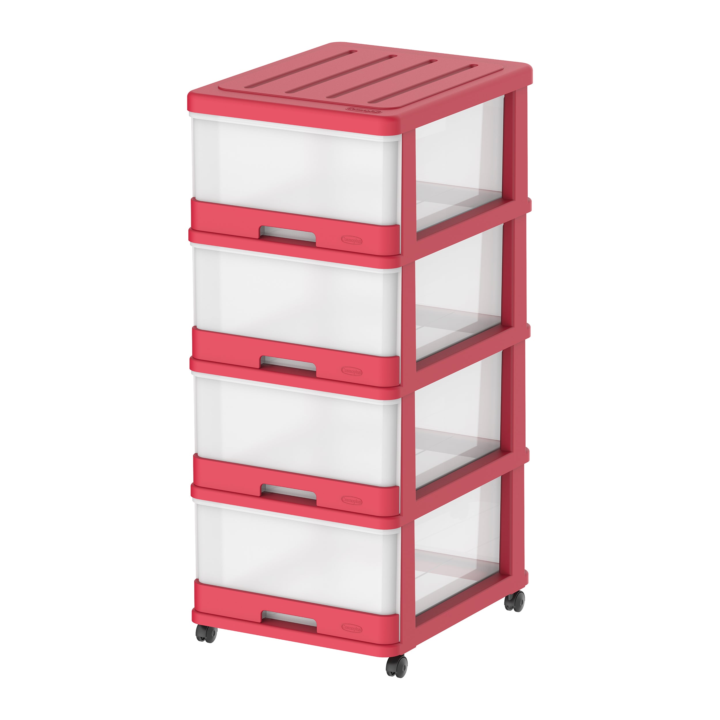 4 Tiers Storage Cabinet with Drawers & Wheels